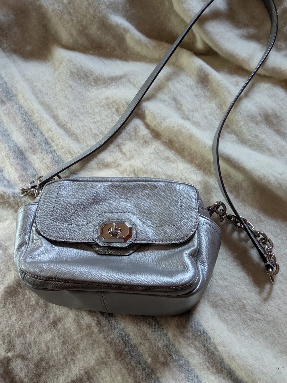 Coach silver 'Campbell' crossbody camera bag